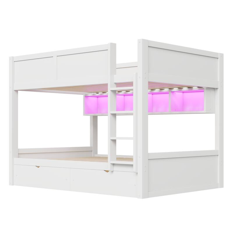 Full XL over Full XL Smart Storage Bunk Bed with LED Light by Harper&Bright Designs