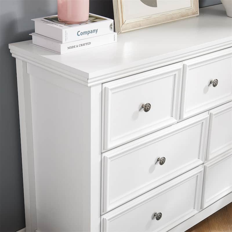 Modern Wood Dresser Cabinet with Metal Slide Rails and 7 Drawers