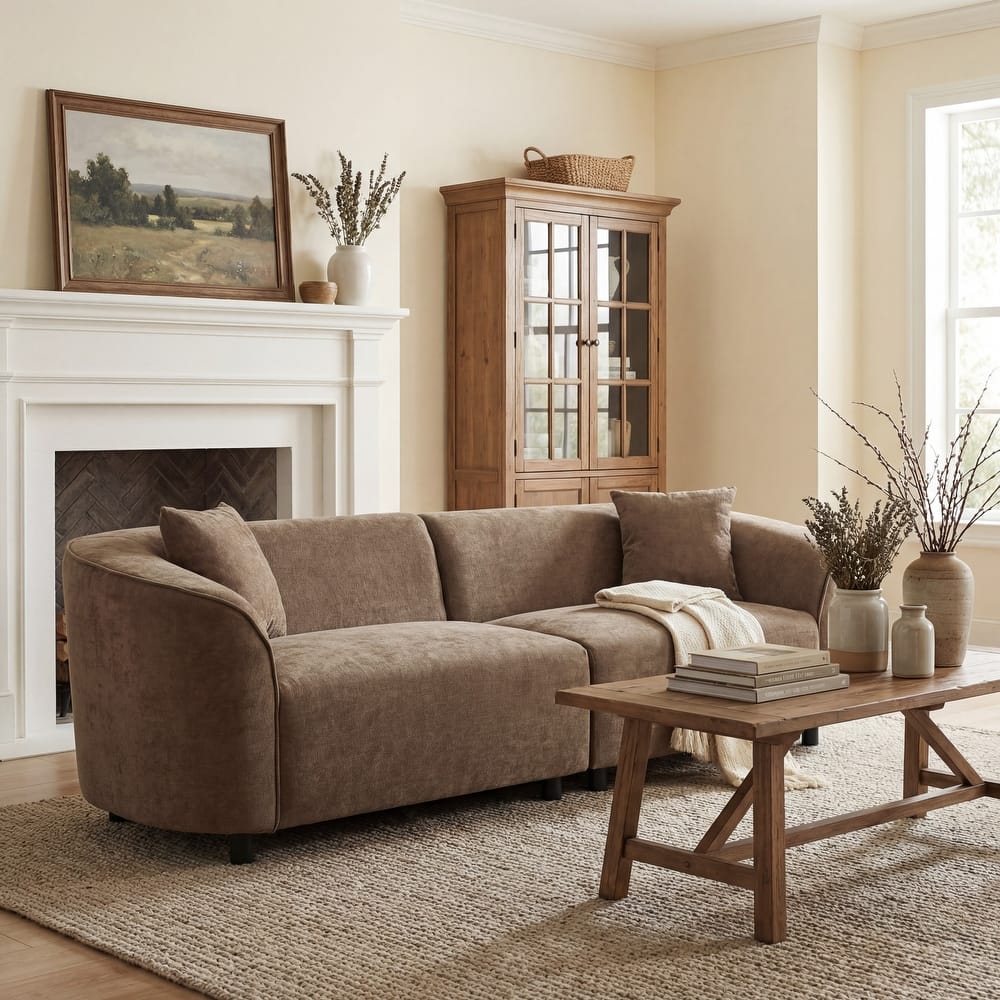 Christopher Knight Home - Allegra Sculptural Upholstered 87" Curved Sofa