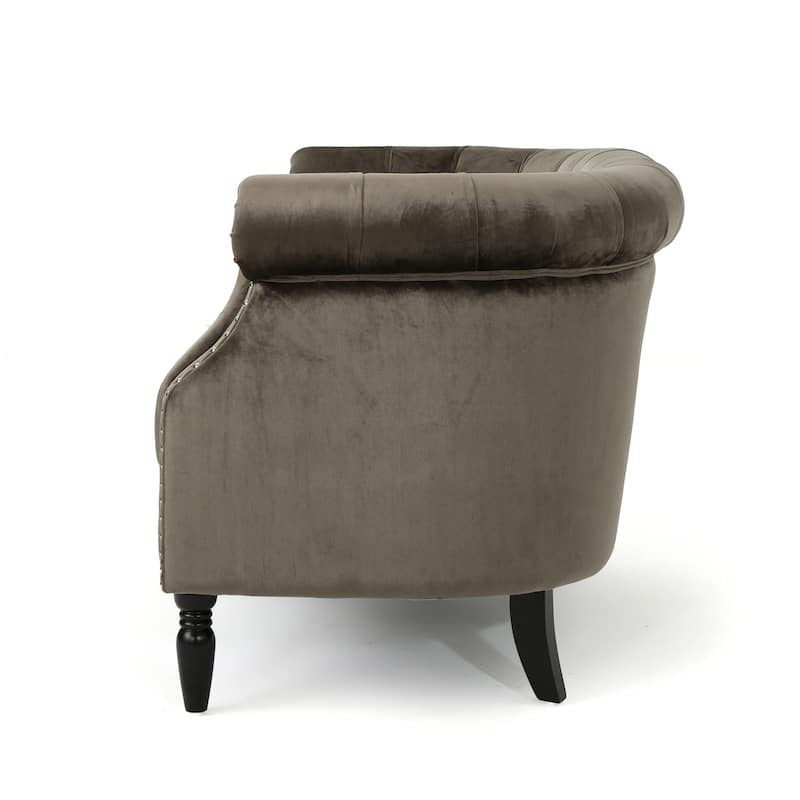 Milani Velvet Tufted Scroll Arm Loveseat by Christopher Knight Home