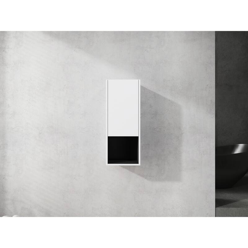 Modern Wall-Mounted Bathroom Side Cabinet with Soft-Close Doors, Floating Design, 6 Storage Compartments, 12-Inch Width