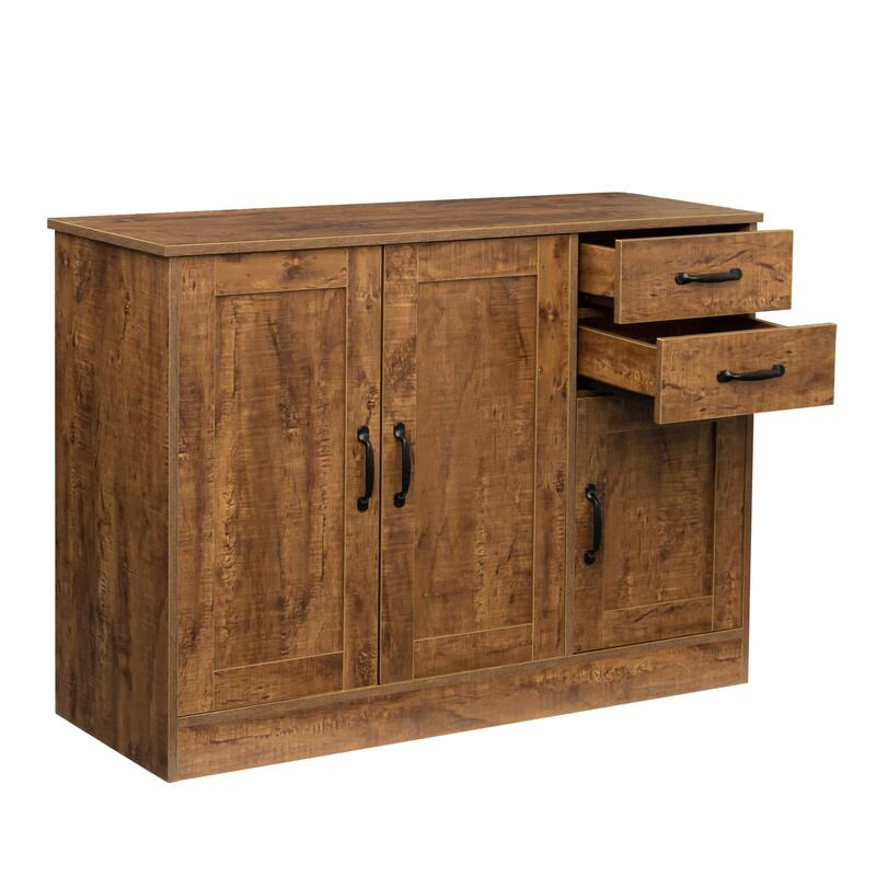 Modern Wood Buffet Sideboard with 2 doors&1 Storage and 2drawers