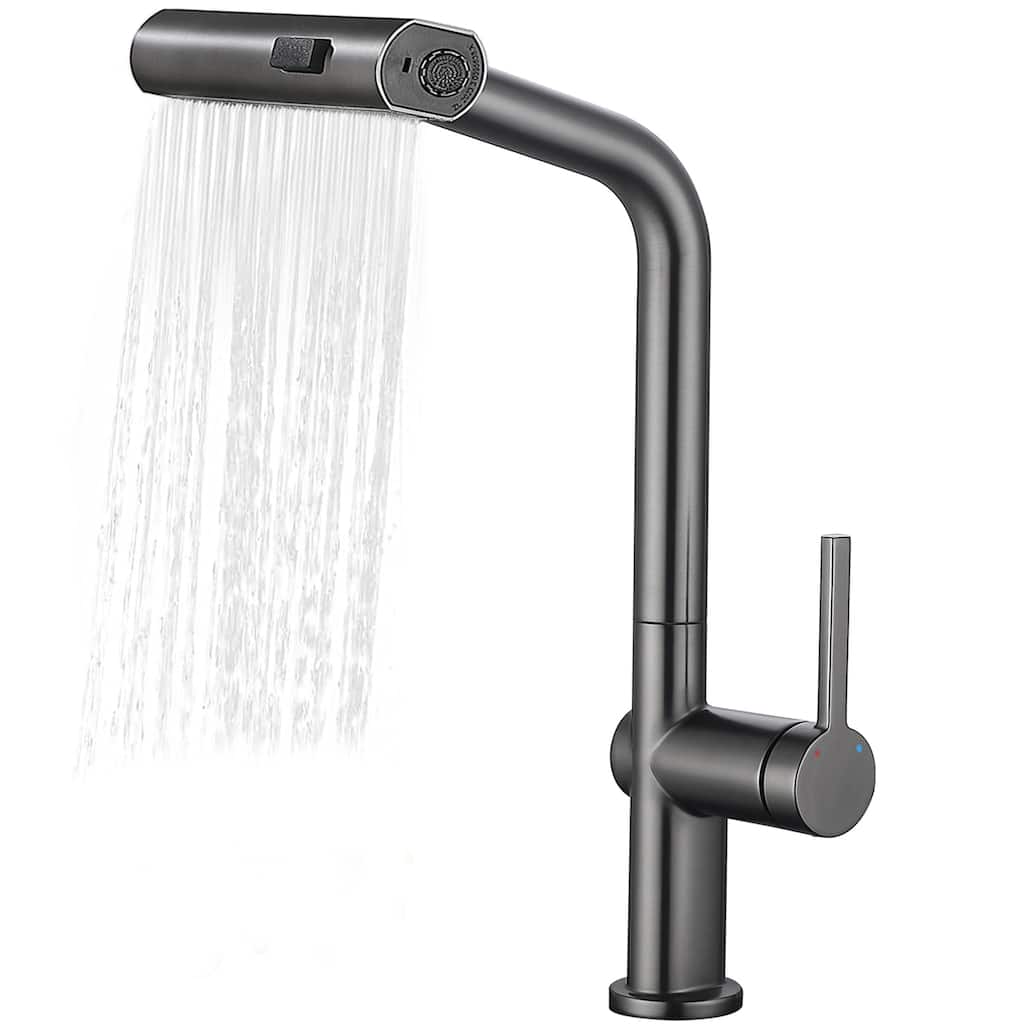 Single Handle Pull Down Sprayer Kitchen Faucet in Graphite Gray