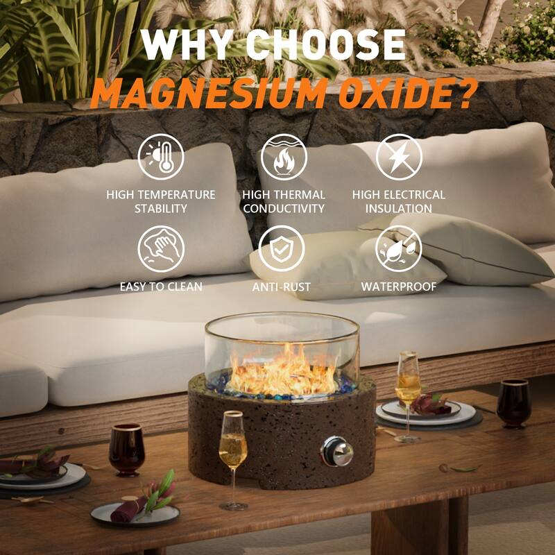 COSIEST Travertine Outdoor Patio Tabletop Fire Pit