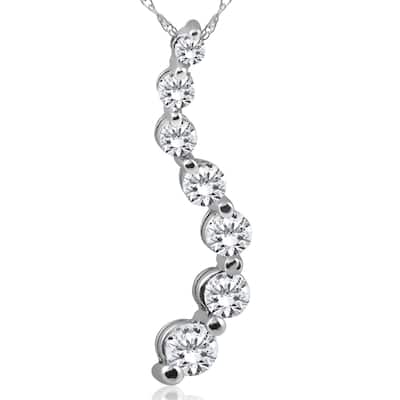1ct Diamond Journey Pendant White Gold New 1" tall
