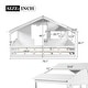 preview thumbnail 34 of 38, Wood House Bed with Roof & Door, Window and Guardrail