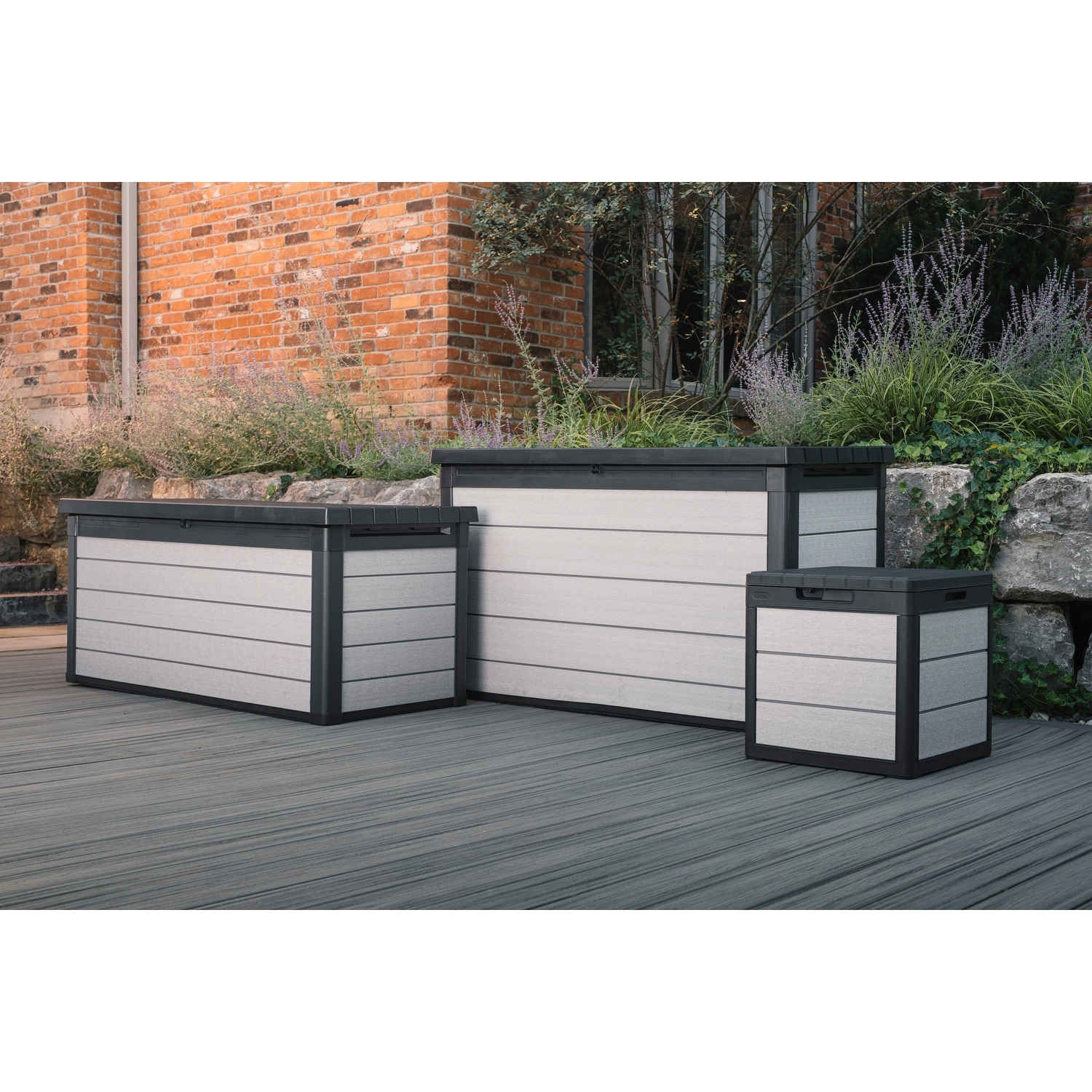 Keter Denali 200 Gallon Resin Large Deck Box Patio Storage Grey Black - Bed  Bath & Beyond - 36193870