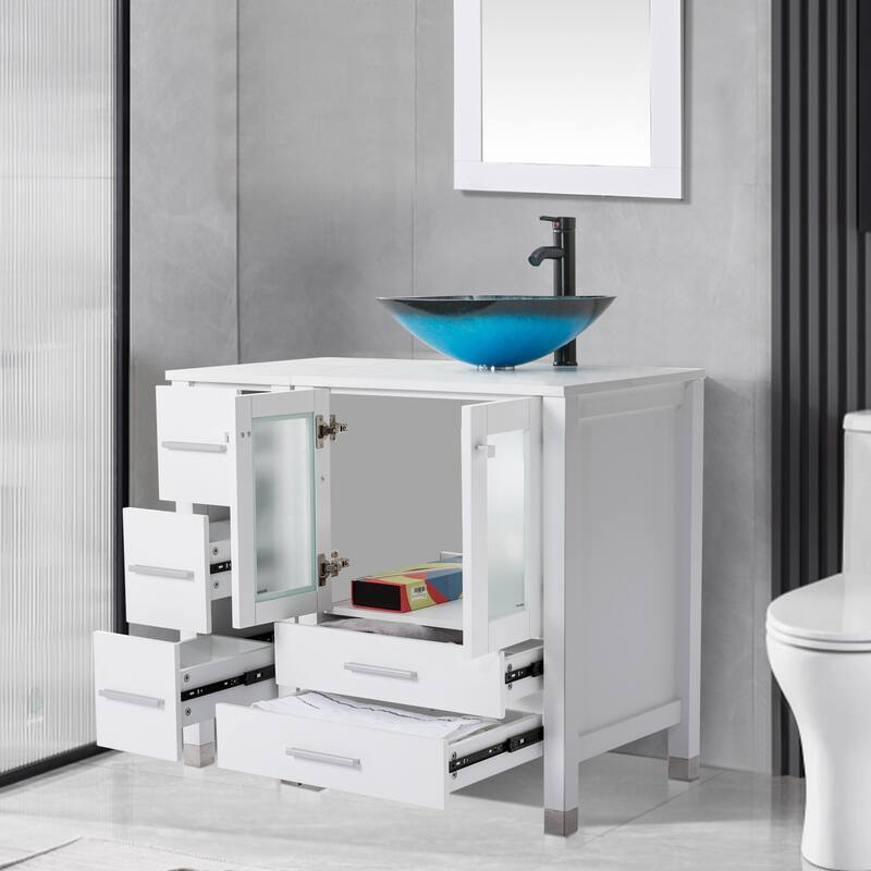 36" Bathroom Vanity with Sink Set Side Cabinet