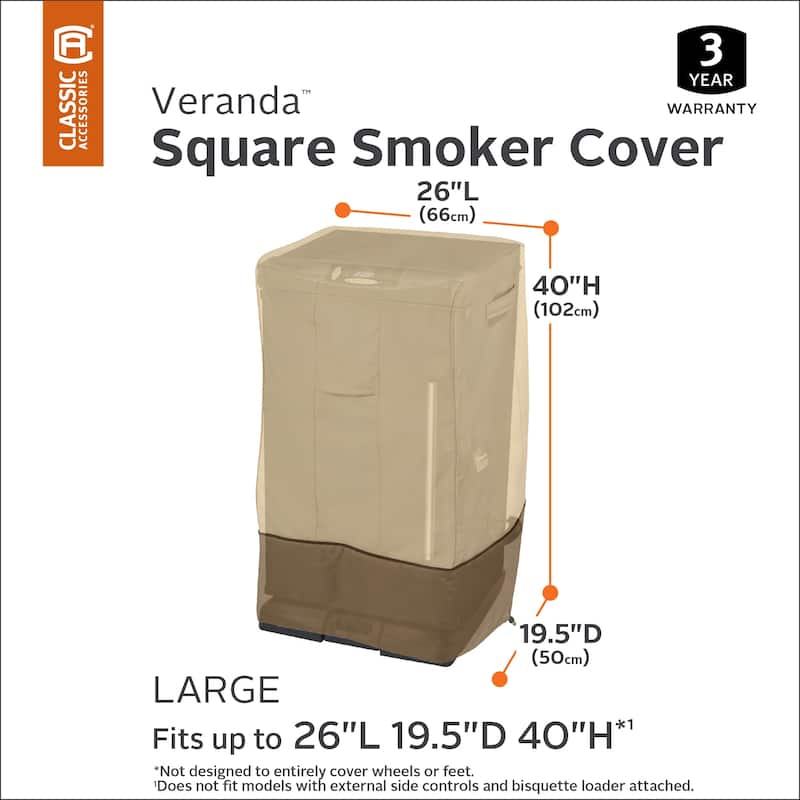 Classic Accessories Veranda Water-Resistant 26 Inch Square Smoker Grill Cover