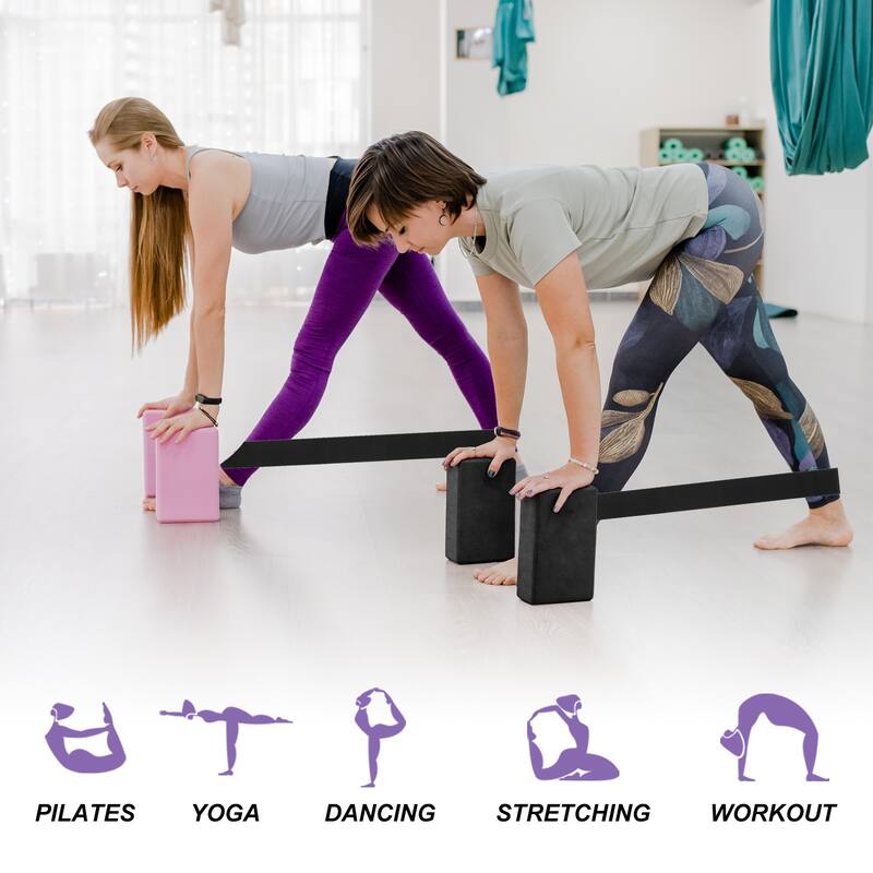 10Pcs Yoga Blocks and 1Pcs Resistance Band Set EVA Black Yoga Blocks