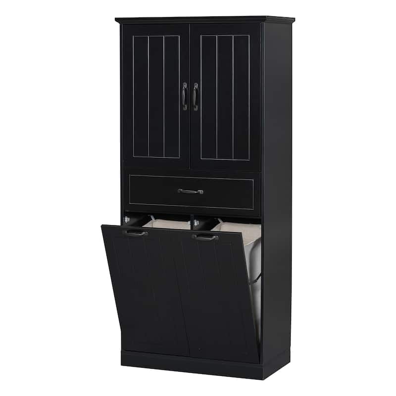 Christopher Knight Home - Everett Traditional Bathroom Storage Cabinet with Dual Laundry Baskets