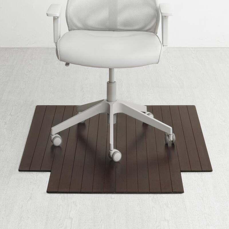 Jani Eco Bamboo Roll-up Rectangular Chair Mat with Lip - Durable and Eco-Friendly Chair Mat - Espresso