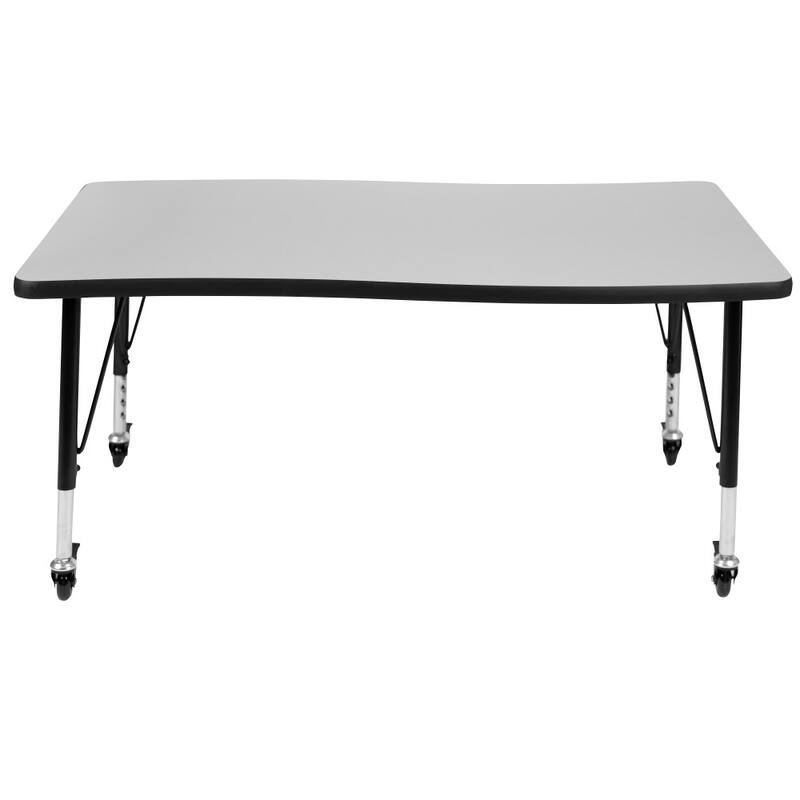 Mobile 28"Wx47.5"L Wave Collaborative Grey Kids Adjustable Activity Table