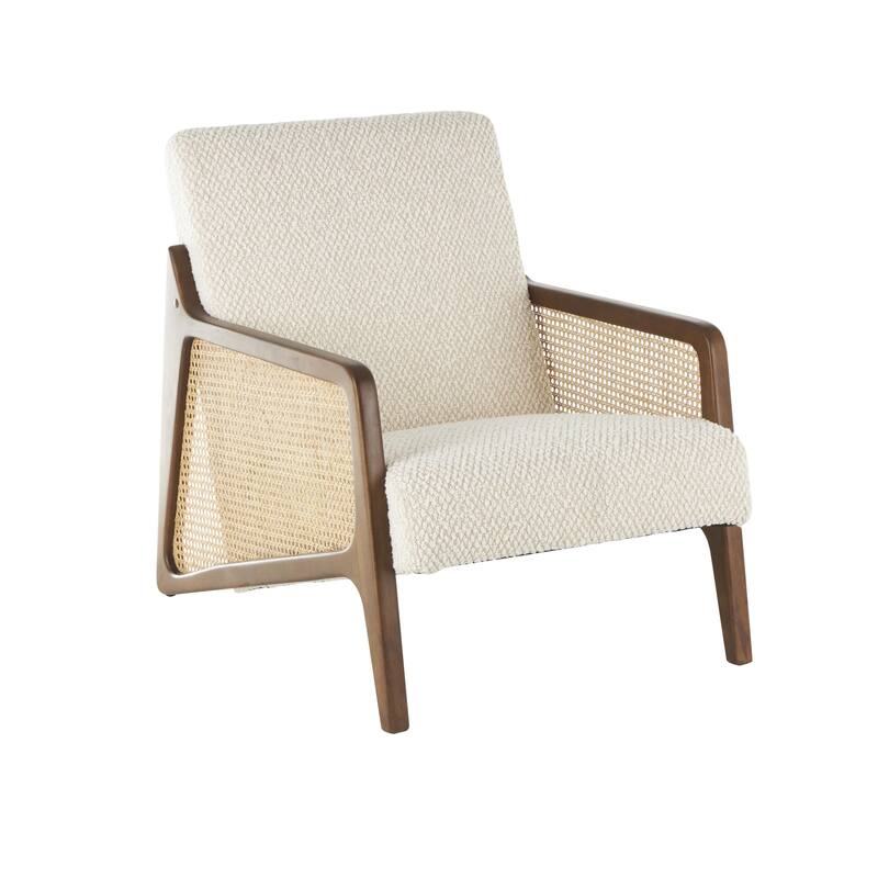 Teak Wood Handmade Mid-Century Accent Chair with Wrapped Banana Leaf Seat - Brown - Roche River Decor