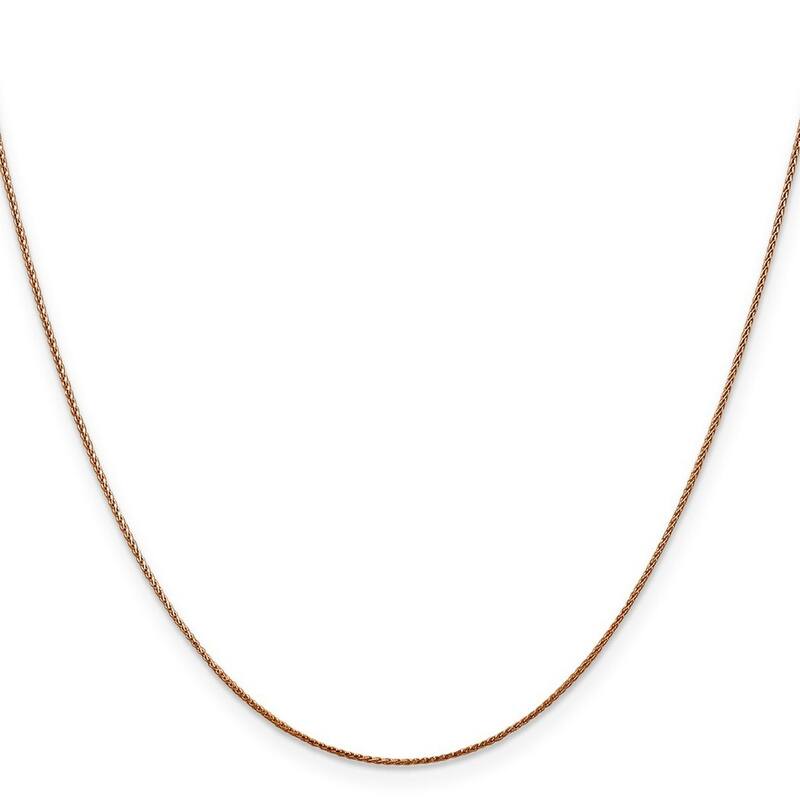 Curata 14k Rose Gold 0.8mm Baby Wheat Chain Necklace (Lobster) Options: 16 18 20