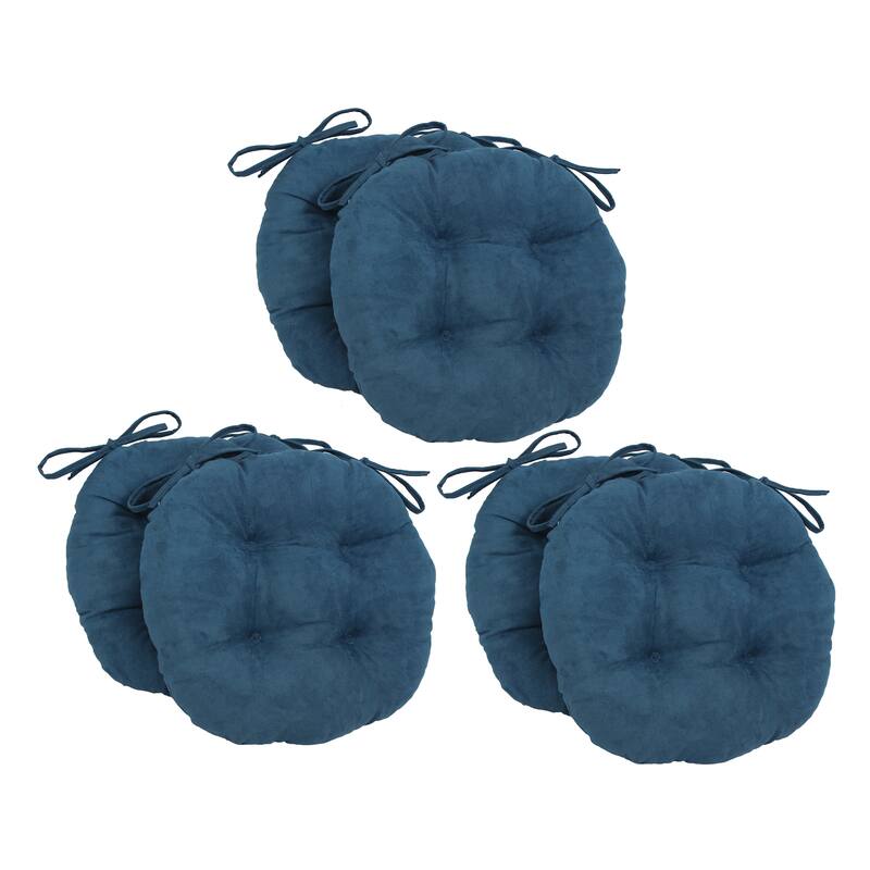 16-inch Round Indoor Microsuede Chair Cushions (Set of 2, 4, or 6) - Set of 6 - Indigo