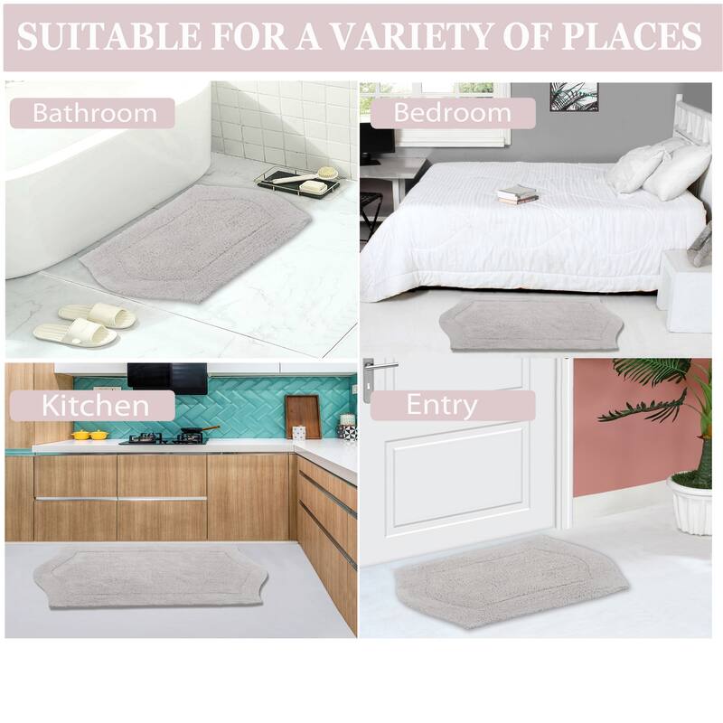 Waterford Collection 100% Cotton Non-Slip Bathroom Rug Set, Machine Washable Bath Rug, 5 Piece Bath Mat Set with Contour