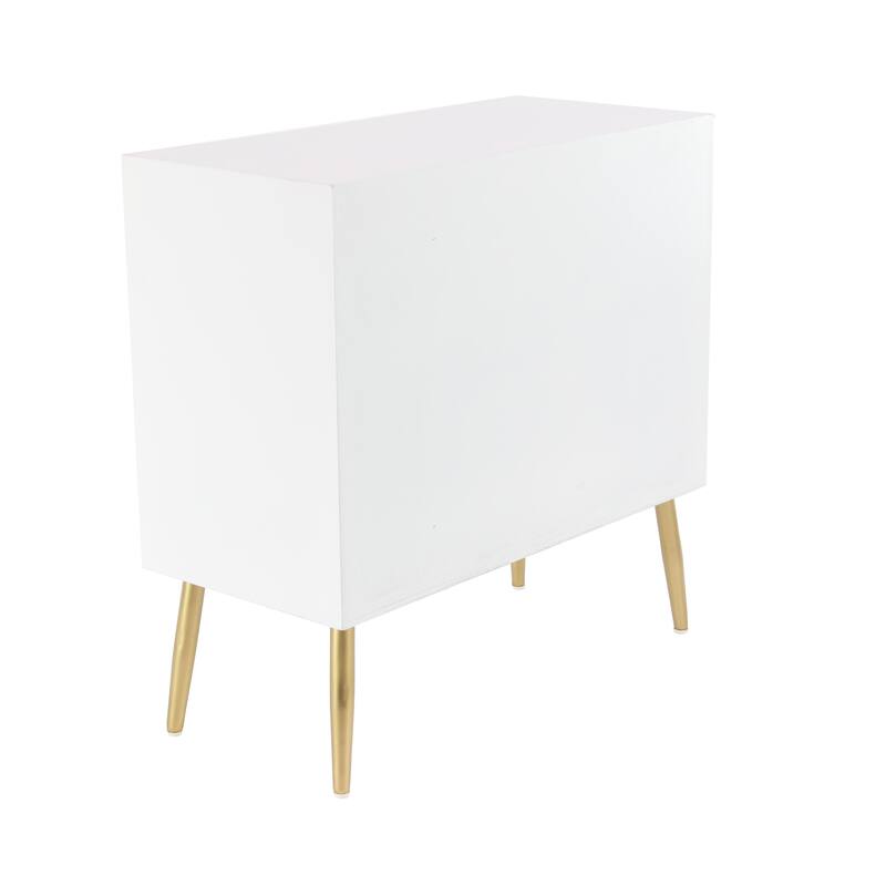 Wooden Geometric 3 Drawer Chest with Gold Legs - White - Roche River Decor