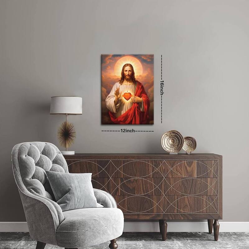 Jesus Sacred Heart Christian Wall Art, Divine Mercy Canvas Paintings