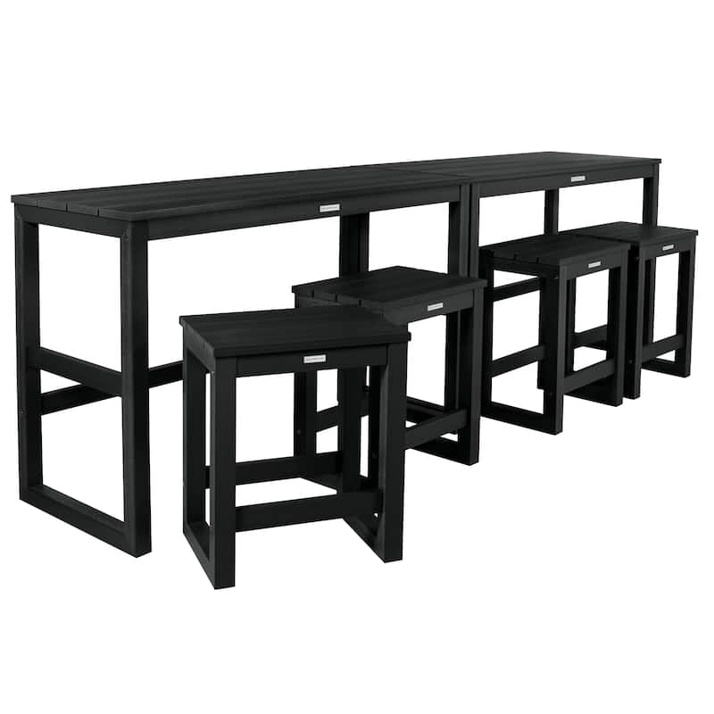 HIGHWOOD Monroe Modern Counter Height Balcony Stool/Table 6-Piece Set - Black