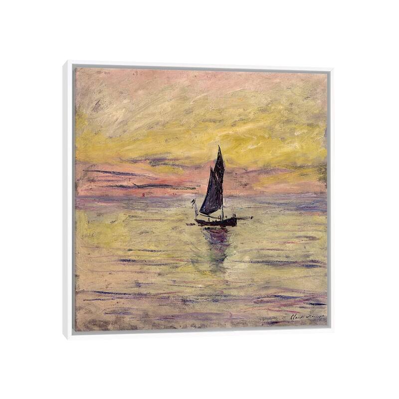 iCanvas "The Sailing Boat, Evening Effect, 1885 " by Claude Monet Framed Canvas Print - White - 18x18