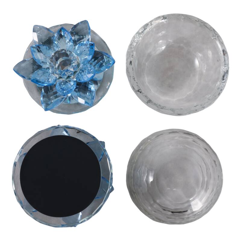 Decorative Rainbow Lotus Top Glass Trinket Dish for Jewelry and Keepsake Storage