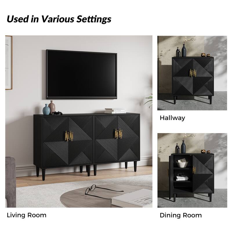 Damien Morden Storage TV Stand with Adjustable Shelves Set of 2 by HULALA HOME