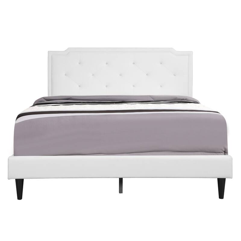 White Queen Bed with Sleek Casual Design, Sturdy Frame and Bright Finish for Stylish Bedrooms or Cozy Guest Retreats