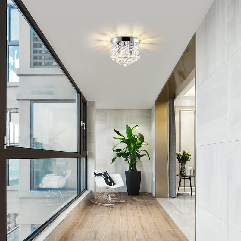 Crystal Flush Mount Ceiling Light Crystal Chandeliers with Crystal Pendant E12 - 2-Light