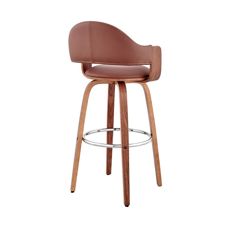 Daxton Mid-Century Swivel Bar Stool, Upholstered Counter Chair with Bentwood Legs