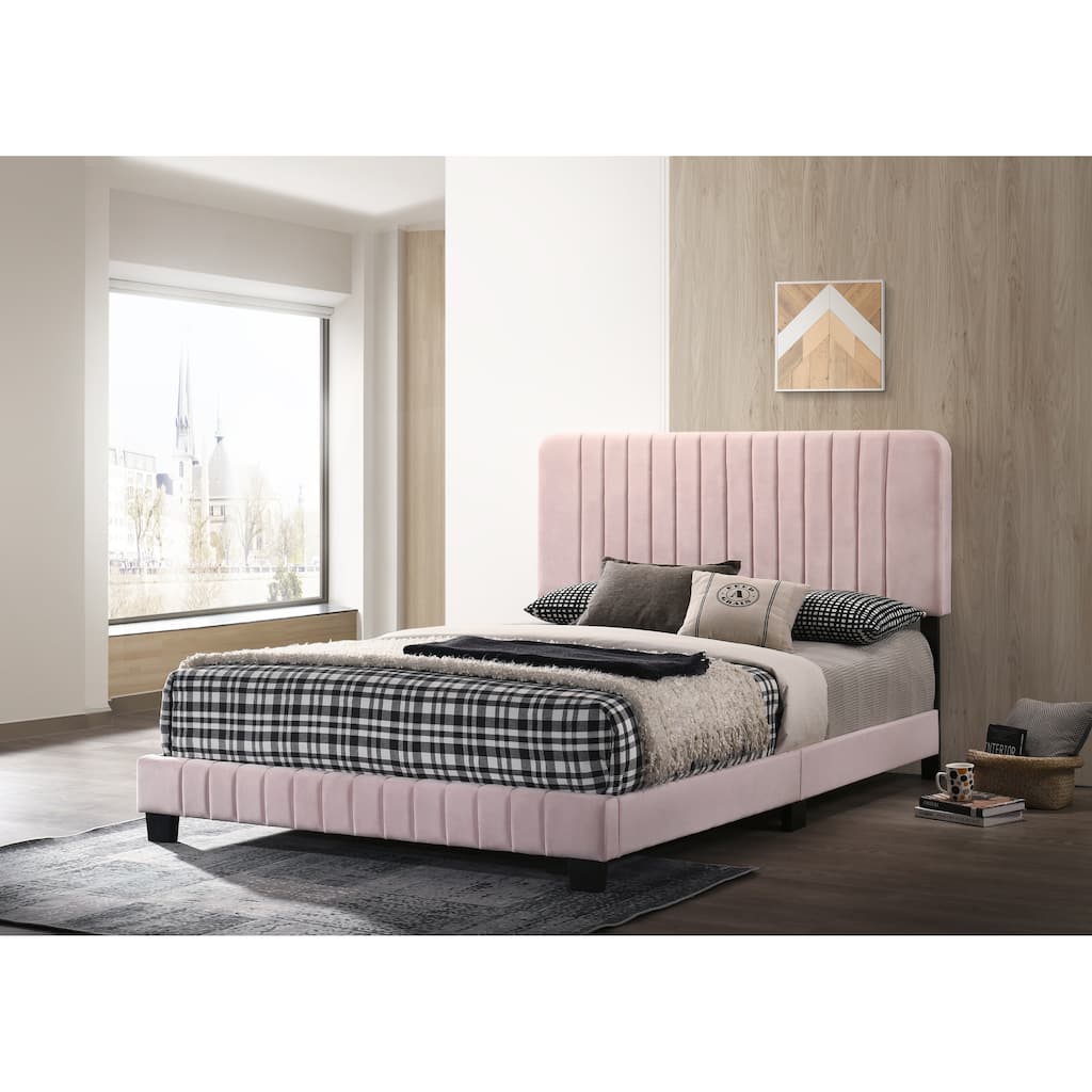 Modern Pink Full Bed, Durable Material, Easy Assembly, Stylish Design for Contemporary Bedrooms