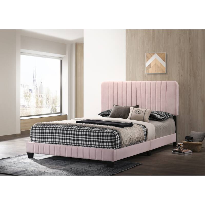 Modern Pink Full Bed, Durable Material, Easy Assembly, Stylish Design for Contemporary Bedrooms - Pink
