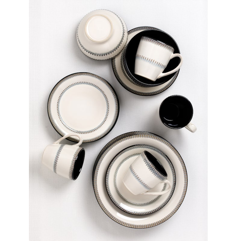 Lorren Home Trends 16 Piece Stoneware Set-Contrast