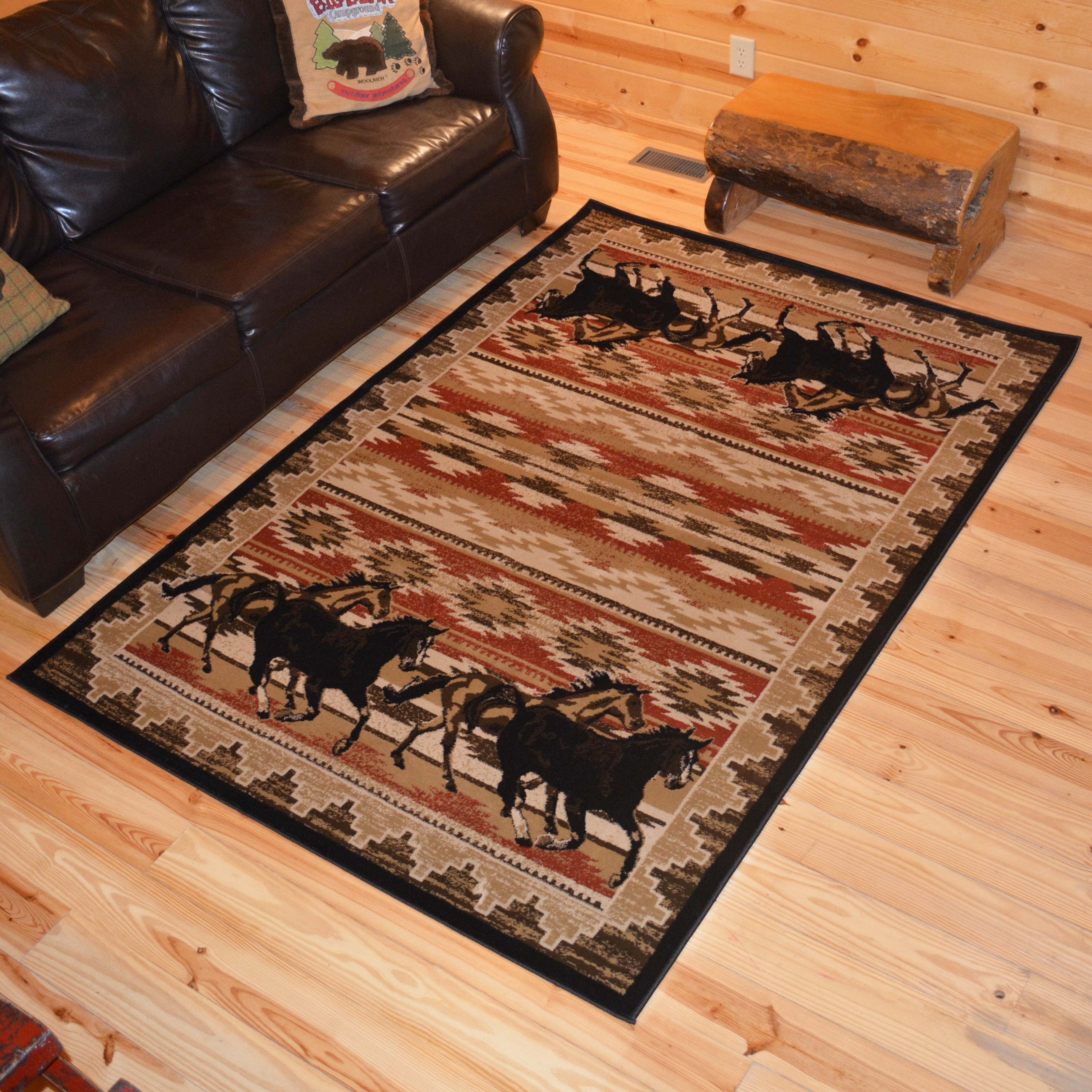 Lodge King Untamed Equestrian Horse Area Rug