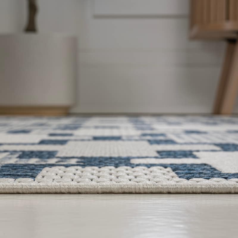 JONATHAN Y Lior Modern Geometric Tile Pattern Salmon/Cream Indoor/Outdoor Area Rug