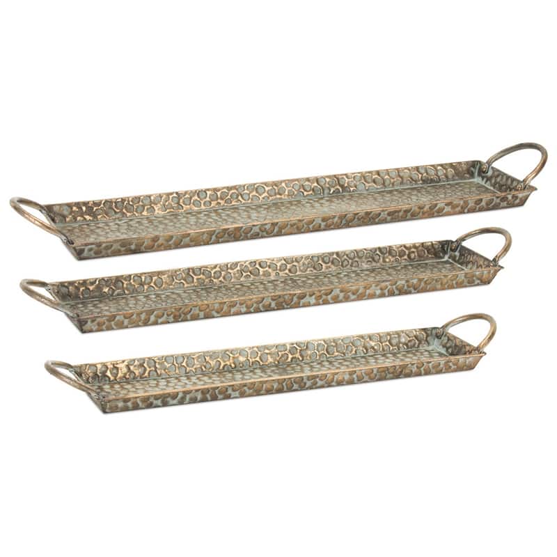 Metal Tray (Set of 3) - Gold