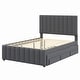 preview thumbnail 6 of 16, Full Size Upholstered Platform Bed with Twin Size Trundle and 3 Drawers, Linen Fabric, Gray