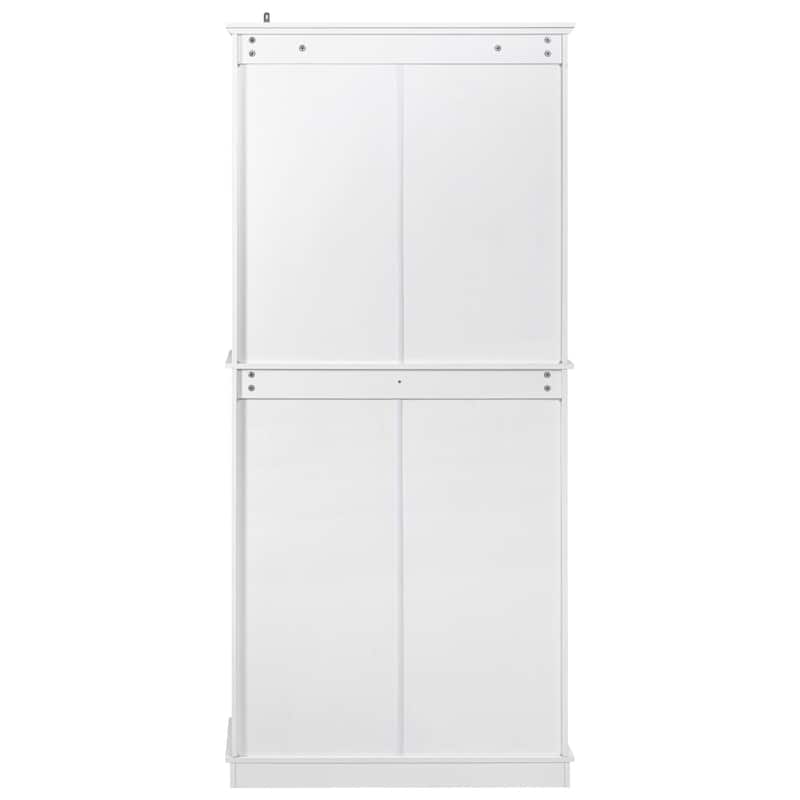 71" Tall Kitchen Pantry Cabinet with 3 Pull Out Cabinet Organizers, Farmhouse Embossed Texture Storage Cabinet