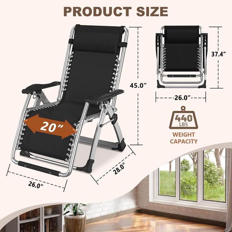 DoCred Zero Gravity Chair, Folding Adjustable Patio Lounge Chair
