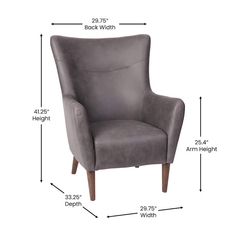 Upholstered Wingback Accent Chair with Wooden Frame and Legs