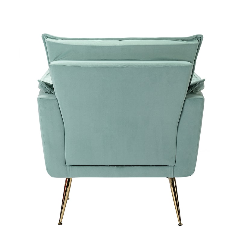 1ida Modern Velvet Tufted Padded Cushion Armchair with Golden Metal Legs by HULALA HOME