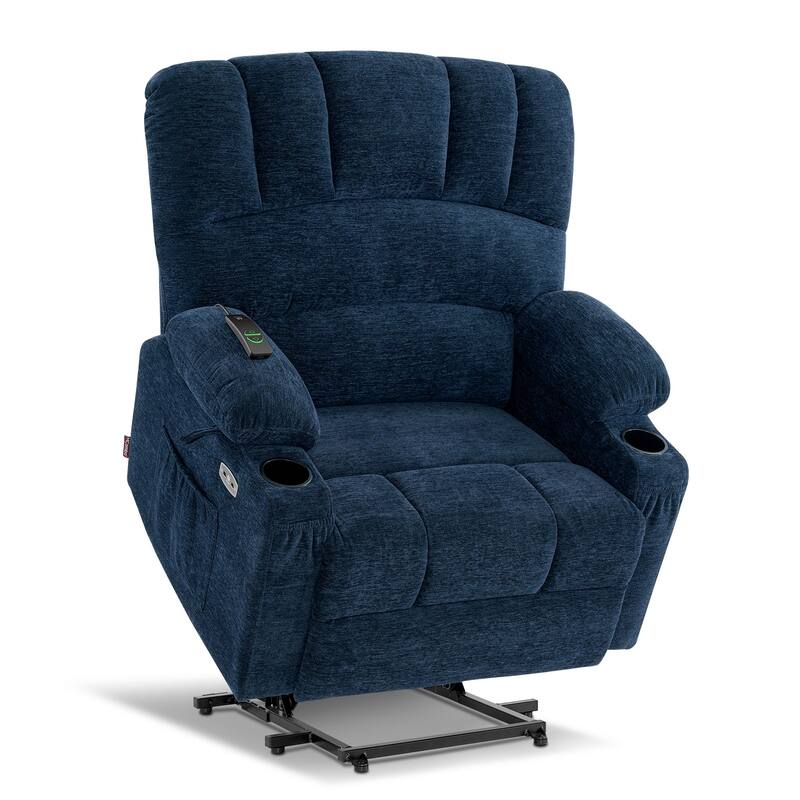 MCombo Power Lift Recliner Chair with Massage and Heat for Big Elderly People, Fabric R7092 (Large-Wide)
