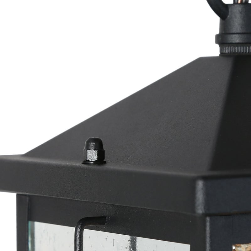 Bern Farmhouse 1-Light Black Lantern Outdoor Pendant Lights - L 6" x W 6" x H 11.5"