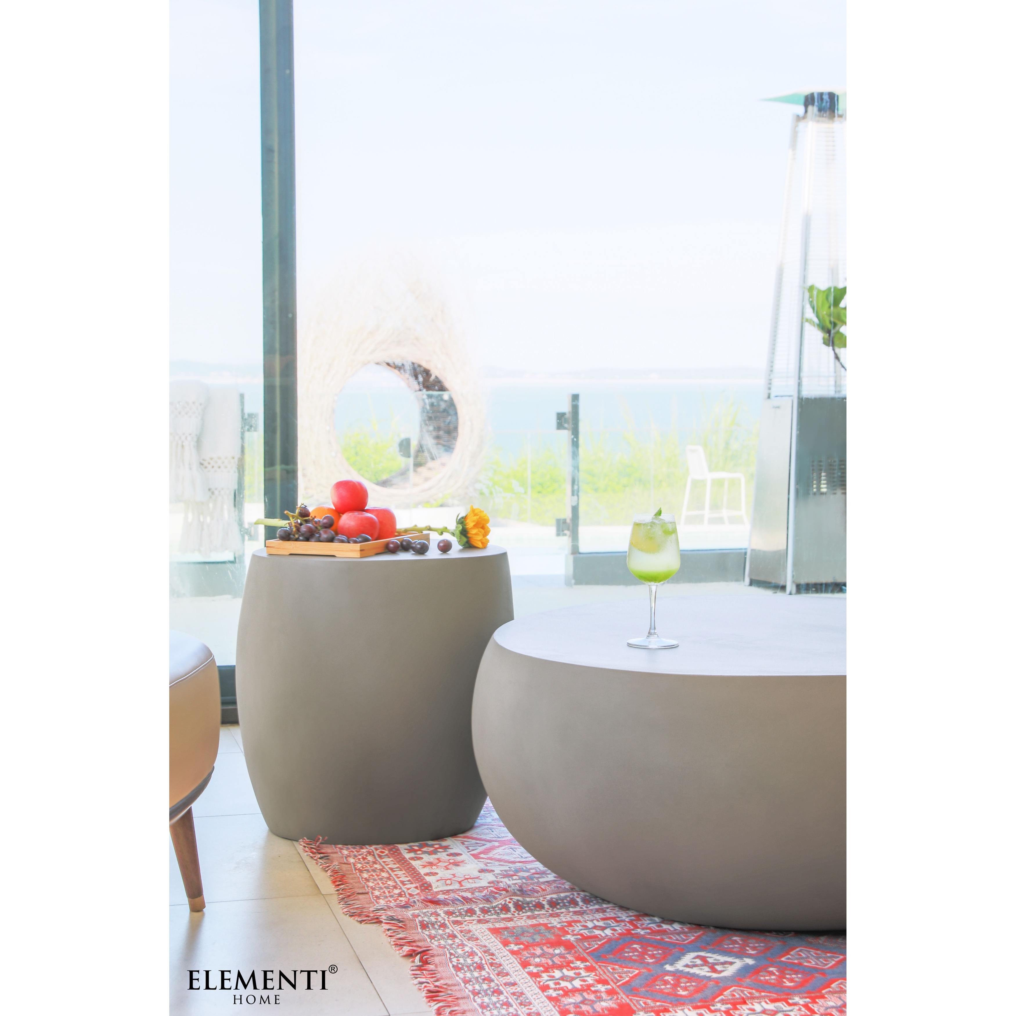 Elementi Home Ikaria Concrete Side Table - 19.1 X 19.1 X 20