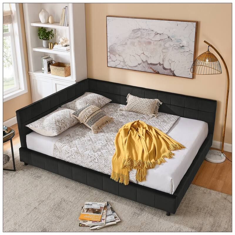 Queen Size Upholstered Tufted Bed Frame for Bedroom