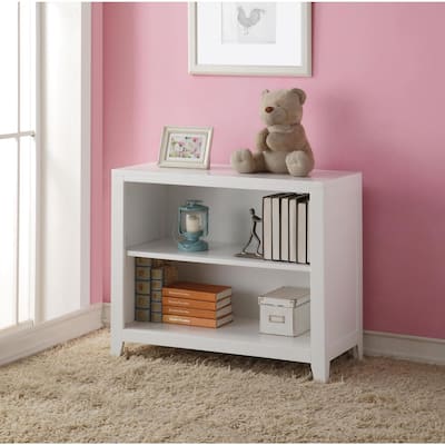 White Bookcase - 37"L Book Shelf with Floral Design - Bedroom Storage Cabinet for Girls - 18.07
