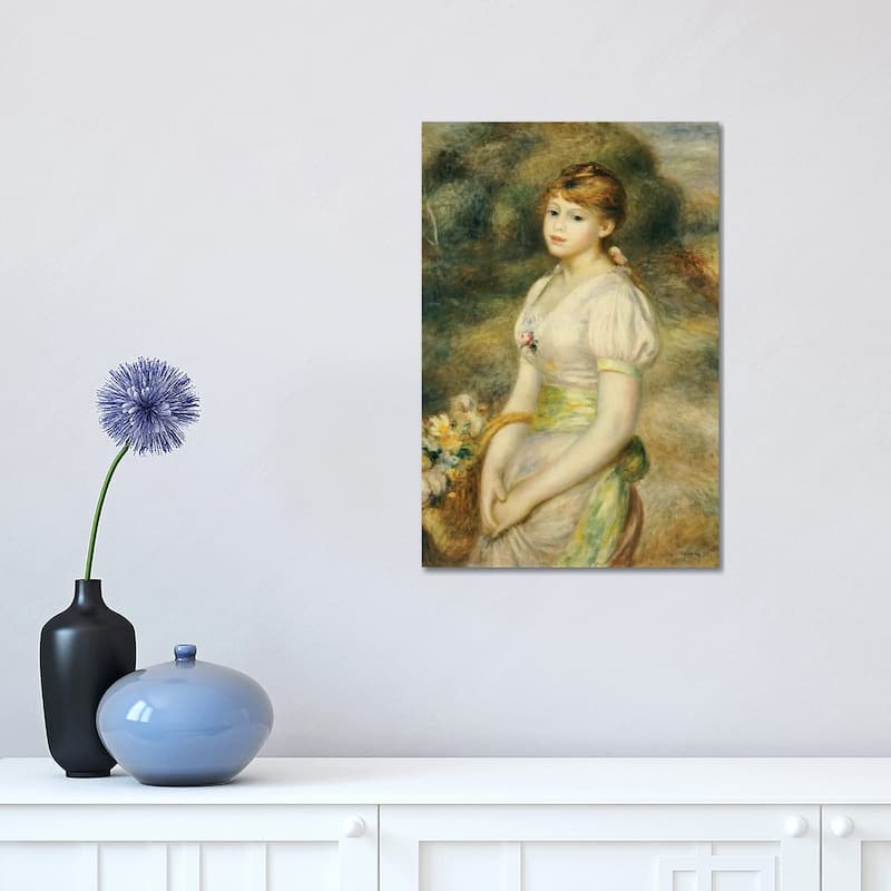 iCanvas "Young Girl with a Basket of Flowers " by Pierre-Auguste Renoir Canvas Print - 18x12x1.5