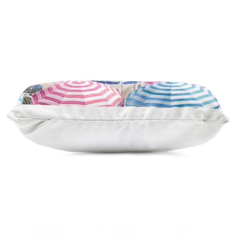 Stupell Shore with Bright Umbrellas Printed Outdoor Throw Pillow Design by Amber Sterling