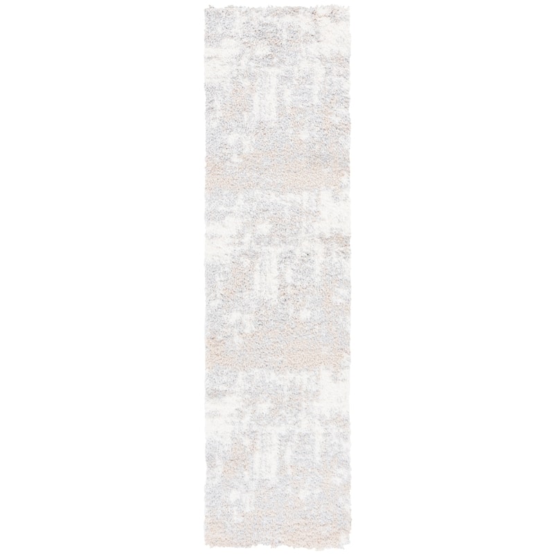 SAFAVIEH Lindsay Shag Marcelina Modern Abstract 2-inch Thick Rug - 2'2" x 8' Runner - Grey/Ivory Beige