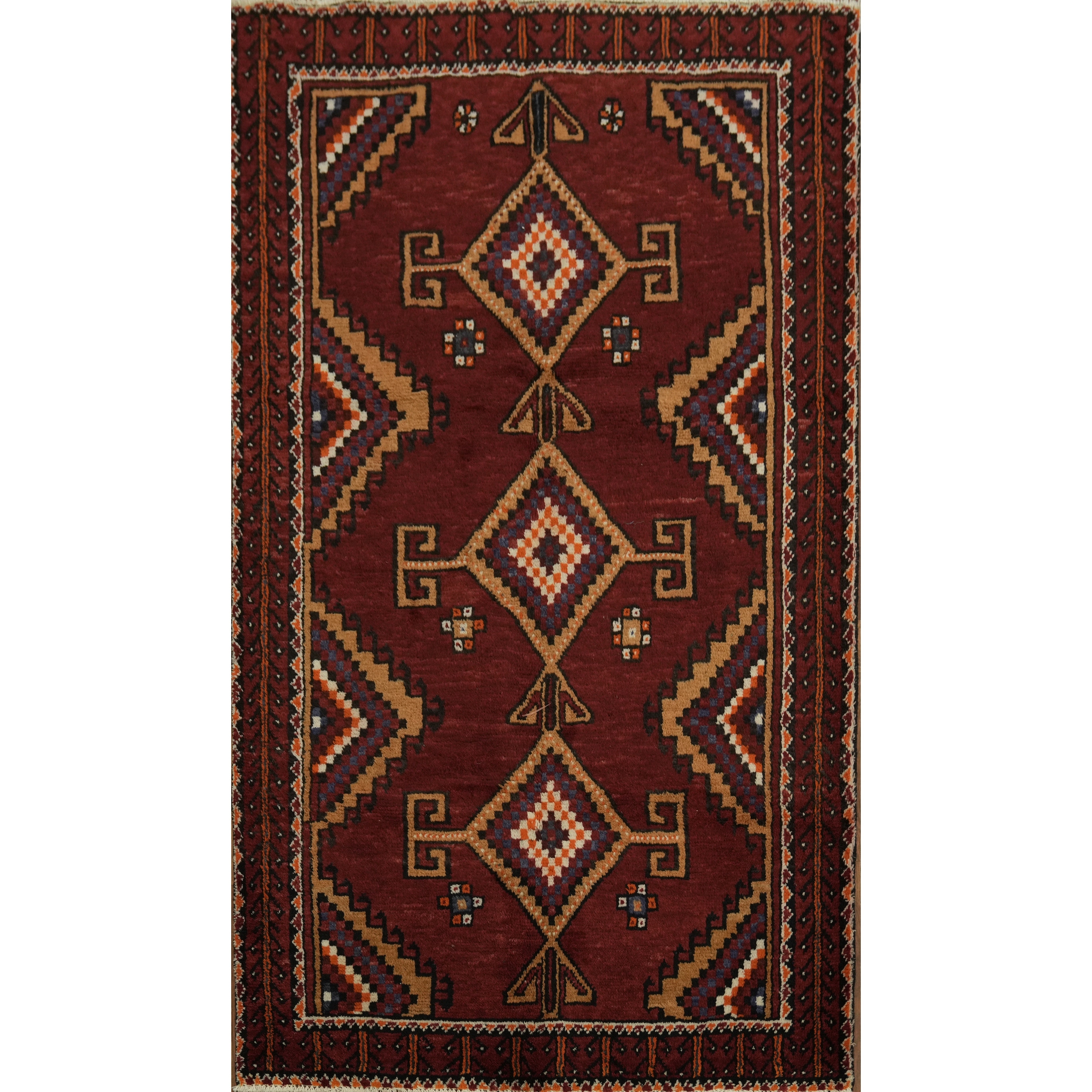 Hand Knotted Oriental 100% Wool Carpet Traditional Tribal Red Balouch Runner Rug - 6' 8'' X 3' 10''